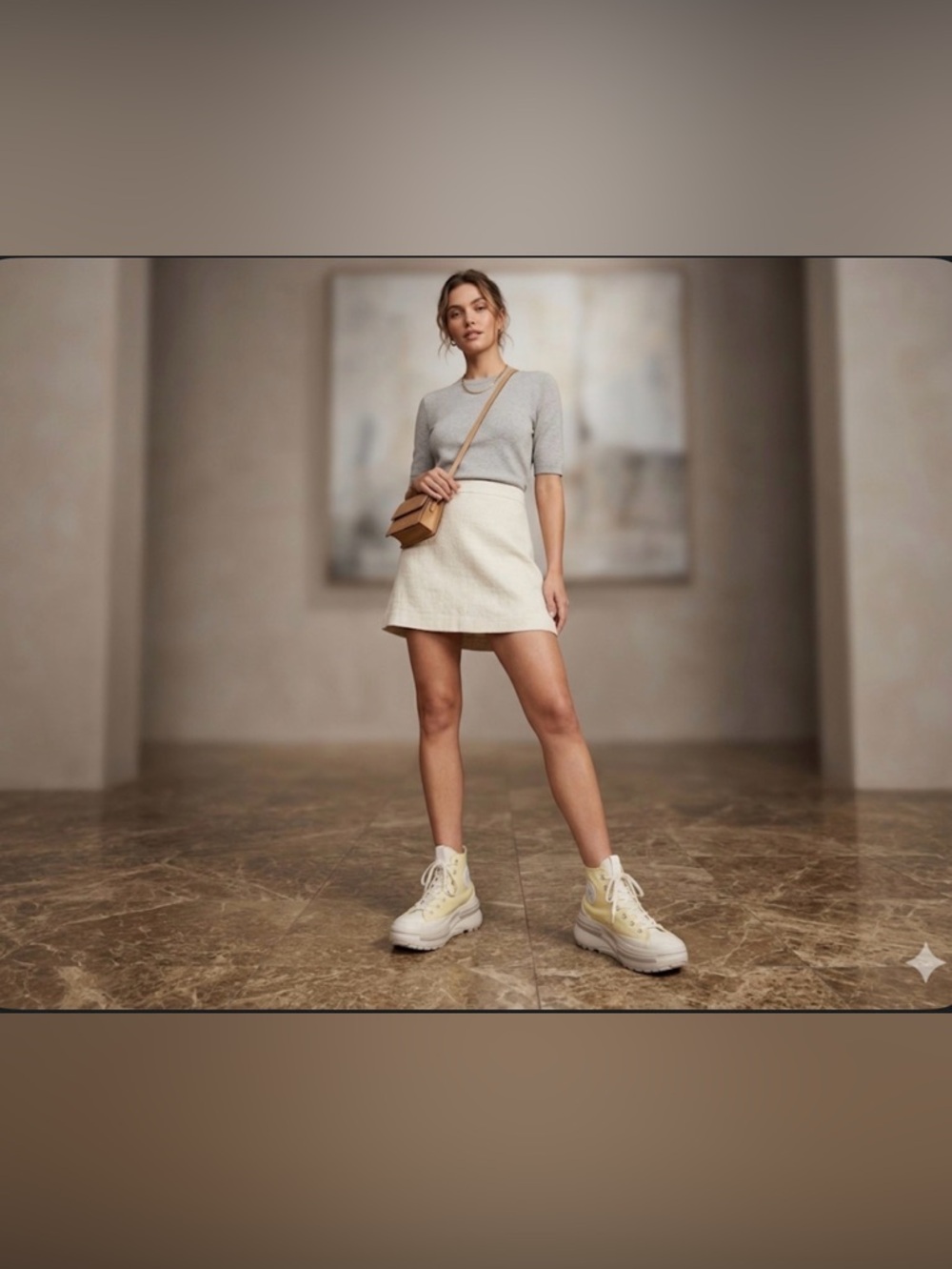 Converse Cream and Pale Yellow High-Top Sneakers